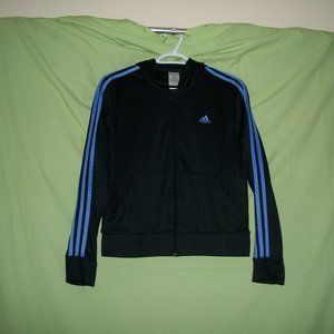Adidas Women's Black/Blue Hoodie Zip Jacket